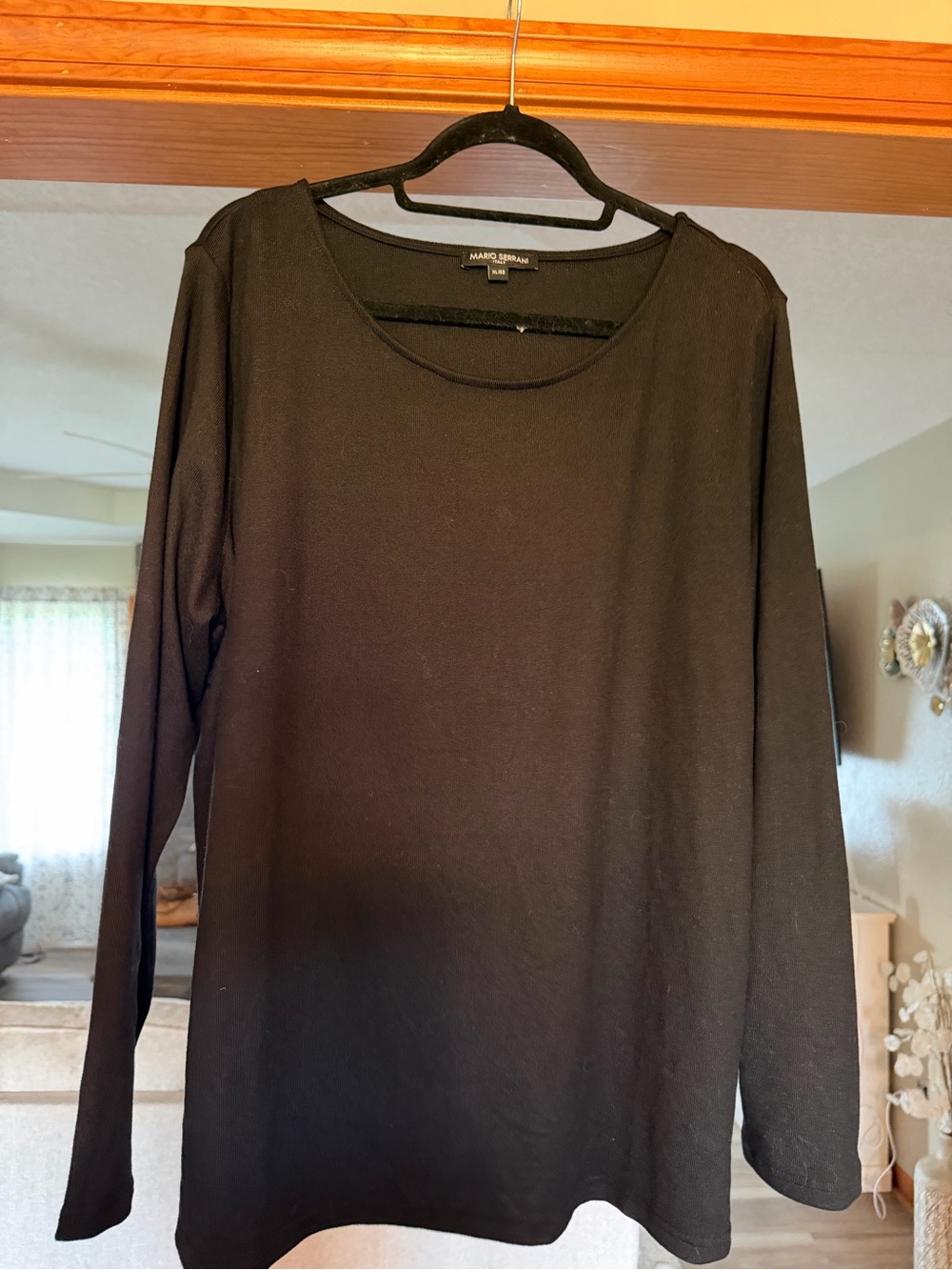 Mario Serrani Black Scoop Neck Long Sleeve Top
